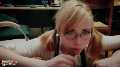 Honey Teenager Deep Sucking Big Cock