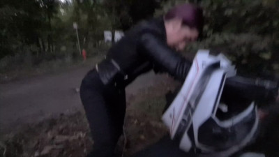 Biker Girl has some Trouble, I Offer her a Ride & she Pays me with an Outdoor Blowjob, she Swallow !