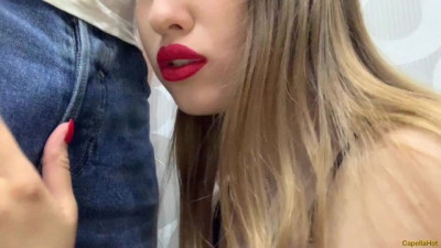 Showed Tits and Guy a Juicy Blowjob